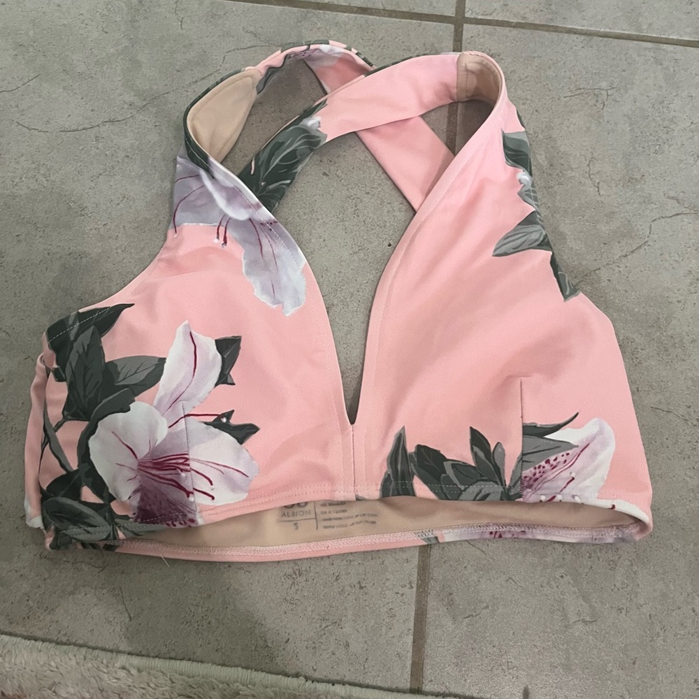 Albion Pink Floral Cross-Back Crop Top